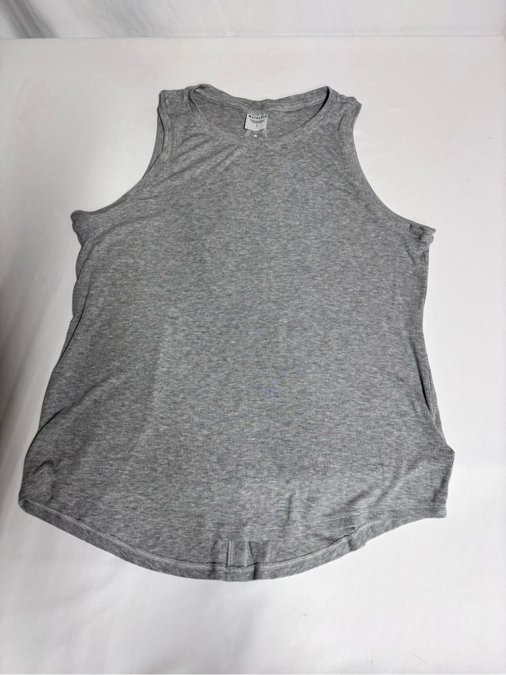 Athleta Modal Ribbed Tank Top Women’s Small Gray Open Back Split Hem Soft